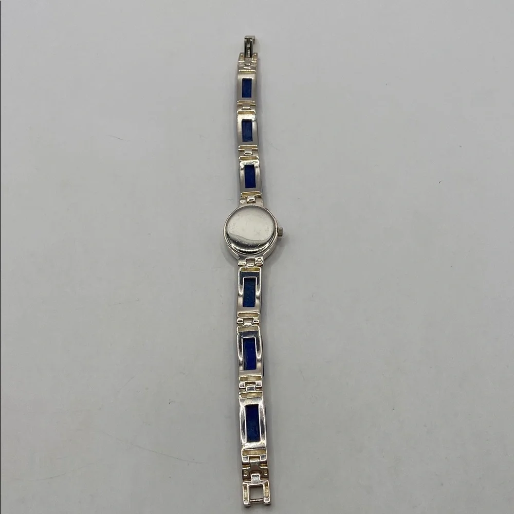Vintage Aria Sterling Silver Lapis Lazuli Gemstone Bracelet Watch Retro Classic